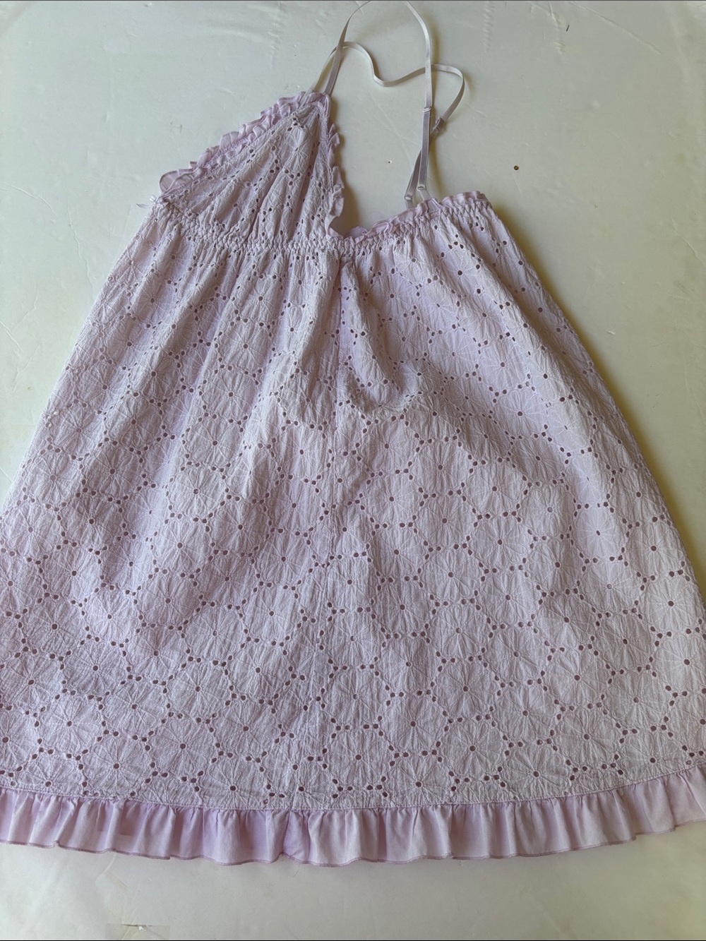 Vintage Y2K Victoria’s Secret Angel Eyelet Babydoll Cotton Mini Dress Slip Lilac - Picture 8 of 17